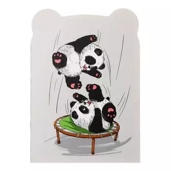 Блокнот 120 х 170 мм, 32 листа Веселые пандочки,обложка мелованный картон,матовая ламинация, фигурная вырубка, блок 65 г/м2