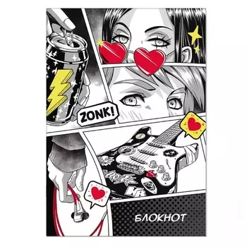 Блокнот 120 х 170 мм, 40 листов "РОК ГРУППА", обложка мелованный картон, пленка софт-тач вельвет, дизайнерский блок, блок 65 г/м