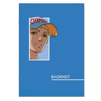 Блокнот 120 х 170 мм, 40 листов "АНИМЕ ГОЛУБОЕ", обложка мелованный картон, пленка софт-тач вельвет, дизайнерский блок, блок 65 г/м