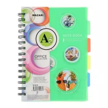 Блокнот, А5, 100 л., двойная спираль, 4 разд, обложка пластик