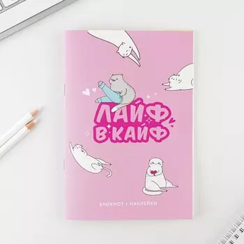 Блокнот А5, 38 л, с наклейками «Коты»