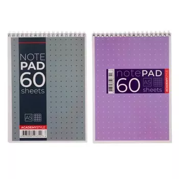 Блокнот А5, 60 листов в клетку на гребне "Офис", обложка мелованный картон, УФ-лак, блок офсет, МИКС