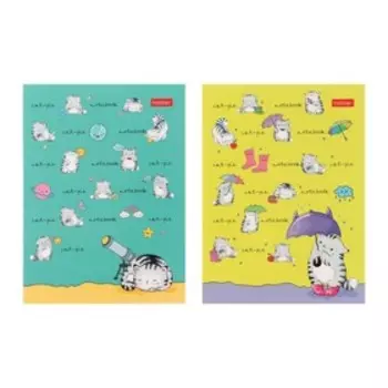 Блокнот А6, 24 листа на скрепке "Приключения кота Пирожка", бумажная обложка, ламинация, МИКС