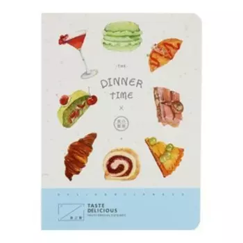 Блокнот А6, 24 листа в клетку, 105 х 142 мм, Landuo DINNER TIME, сшивка, МИКС 4 вида