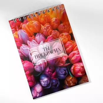 Блокнот А6, 40 л. В клетку. Обложка картон «Ты прекрасна»