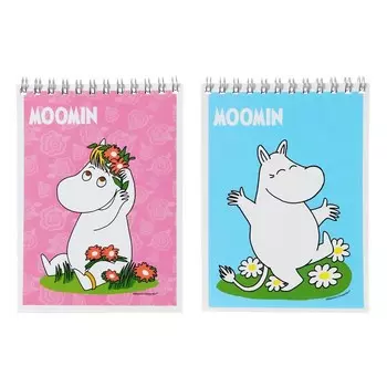 Блокнот А6 40 листов в клетку на гребне "Moomin", обложка мелованный картон, выборочный УФ-лак, блок 60-65 г/м2, МИКС