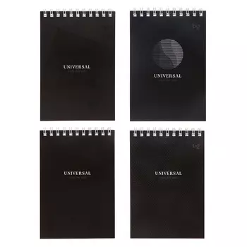 Блокнот А6, 40 листов, в клетку на гребне "Монохром", обложка мелованный картон, блок 60г/м2, МИКС