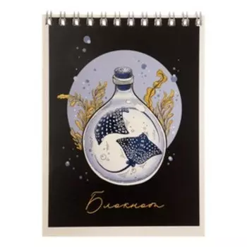 Блокнот А6 40 листов на гребне, в клетку "В банке", обложка мелованный картон, выборочный твин-лак, блок офсет 65, 5В ассорти