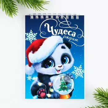 Блокнот новогодний А6, 40л мягкая обложка, на гребне «Чудеса рядом»