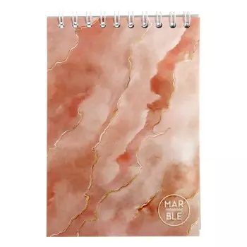 Блокнот А6, 48 листов в клетку на гребне "Мрамор", обложка мелованный картон, ламинация с блёстками, блок офсет