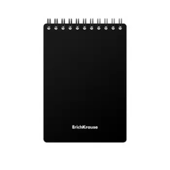 Блокнот на спирали А6, 60 листов в клетку, ErichKrause Classic, пластиковая обложка, фактура "песок", блок офсет 100% белизна, МИКС