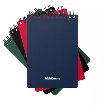 Блокнот на спирали А6, 60 листов в клетку, ErichKrause Classic, пластиковая обложка, фактура "песок", блок офсет 100% белизна, МИКС