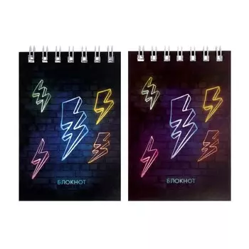 Блокнот А7, 40 листов на гребне Calligrata "Неон 1", картонная обложка