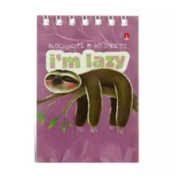 Блокнот А7, 40 листов на гребне "Карибские ленивцы", обложка мелованный картон, МИКС