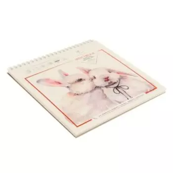 Блокнот-скетчбук 19 х 19 мм, 12 листов на гребне Big, обложка мелованный картон, жёсткая подложка, матовая ламинация, акварельный блок 300 г/м2, 100% хлопок