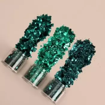 Блёстки для декора «Изумрудное сияние», крупные/мелкие, 3 баночки