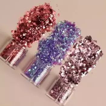 Блёстки для декора «Pink shine», крупные/мелкие, 3 баночки