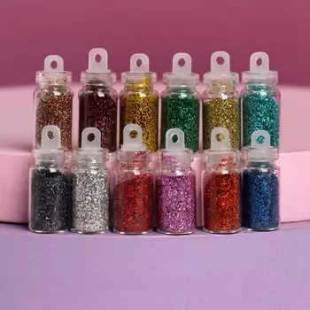 Блёстки для декора «Радужные дни», мелкие, 12 бутылочек