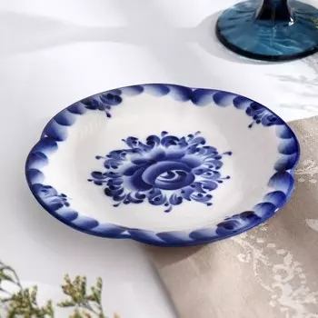 Блюдце фарфоровое «Пирожковница», d=16 см, гжель