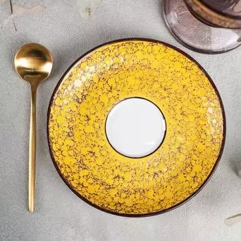 Блюдце фарфоровое Splash, d=14 см, цвет жёлтый