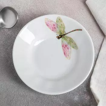 Блюдце Добрушский завод «Стрекоза», 105 мл, d=11 см, фарфор, белое