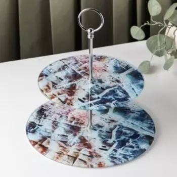 Блюдо 2-х ярусное Доляна «Биотин», d=25/20 см