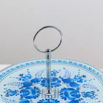 Этажерка-фруктовница круглая Доляна «Синева», 2 яруса, d=25/20 см, стекло, голубая