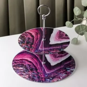 Блюдо 2-х ярусное Доляна «Жеода», d=25/20 см