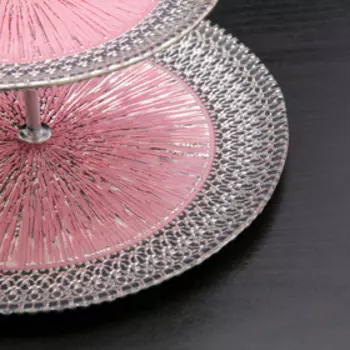 Блюдо 2-х ярусное «Морион», d=21/27 см, цвет розовый с серебром