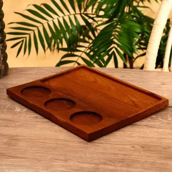 Блюдо 30х25х2 см, тиковое дерево