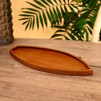 Блюдо 35х15х2 см, тиковое дерево