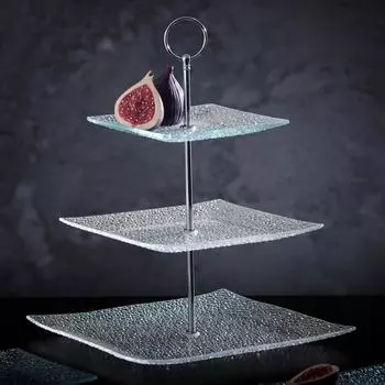 Этажерка-фруктовница прямоугольная Доляна «Акцент», 3 яруса, 2535 см, стекло