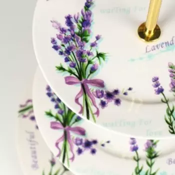 Этажёрка для фруктов и десертов Доляна «Лаванда», 3 яруса, d=15/18/23 см, фарфор, белая