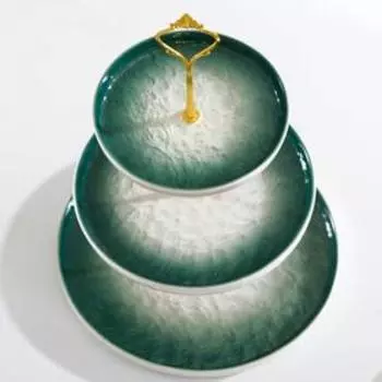 Блюдо 3-х ярусное «Марлет», 25,5/20/15 см, цвет зелёный