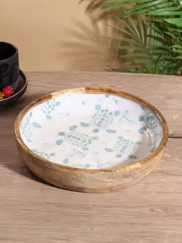 Блюдо «Черепаха и цветы», 25.525.56 см, дерево манго