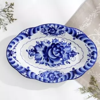 Блюдо «Цветы», 30193,5 см, гжель