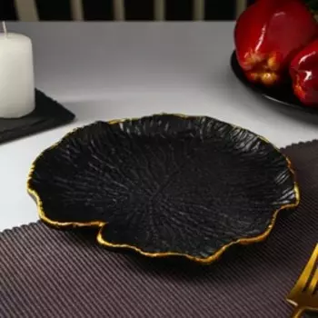 Блюдо для фруктов Доляна «Кувшинка», 2019 см, чёрное