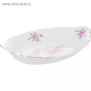 Блюдо для хлеба Menuet, декор «Мейсенский цветок, отводка золото», 34 x 20 x 6.5 см