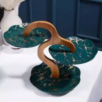 Блюдо для пирожных 3-х ярусное «Изумруд», 15/18/20 см