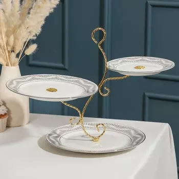 Блюдо для пирожных 3-х ярусное «Сокровище», 19/23/27 см