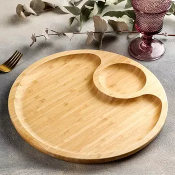 Блюдо для подачи, 2 секции, d=30,5 см, бамбук