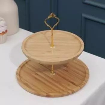 Блюдо для подачи «Бамбук», 2 яруса, 24×24×34 см