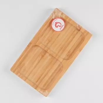 Менажница Доляна Striata, 2 секции, 179.5 см, бамбук, бежевая, форма МИКС