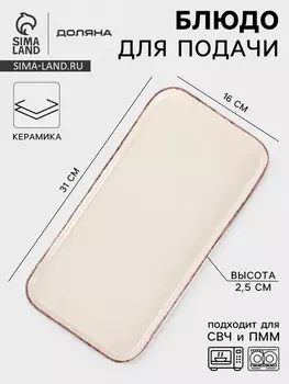 Блюдо для подачи Доляна «Альпийский крем», 31162.5, керамика, прямоугольное, бежевое