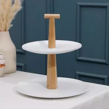 Блюдо для подачи Heaven, 2 яруса, 25,5×26 см, бамбук