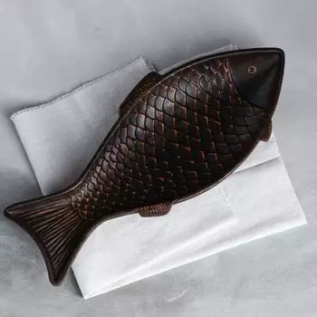 Блюдо для подачи "Карп", декор, красная глина, 40*18 см