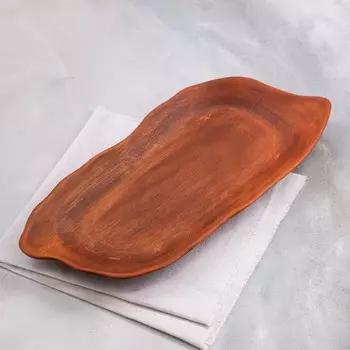 Блюдо для подачи "Лагуна", красная глина, 38х17.5х3 см
