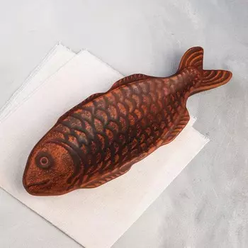 Блюдо для подачи "Рыбка", декор, красная глина, 33*12 см
