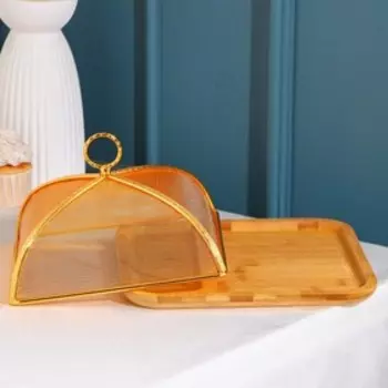 Блюдо для подачи с крышкой Доляна Goldie, 24,524,5 см