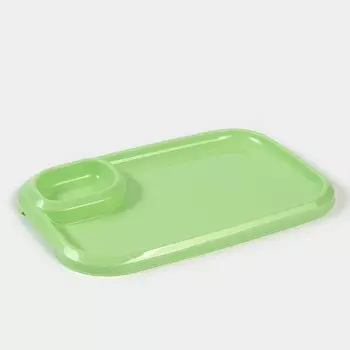 Блюдо для шашлыка с соусницей Интерм, 30.3212.5 см, пластик, зелёное